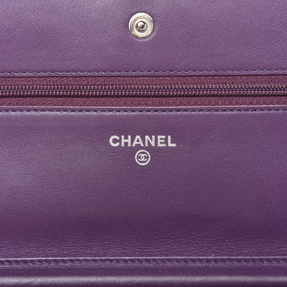Chanel Patent Quilted Brilliant Wallet On Chain WOC Violet 8 of 12
