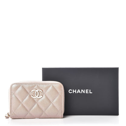 Chanel Iridescent Caviar Quilted Zip Coin Purse Beige 10 of 10