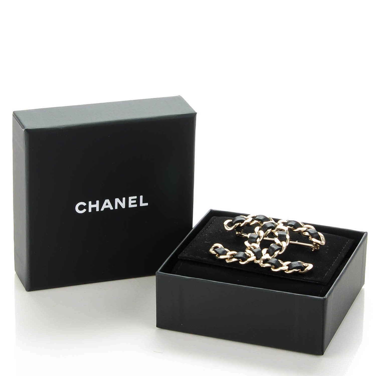 Chanel Lambskin Chain CC Brooch Black Gold 5 of 5