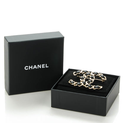 Chanel Lambskin Chain CC Brooch Black Gold 5 of 5