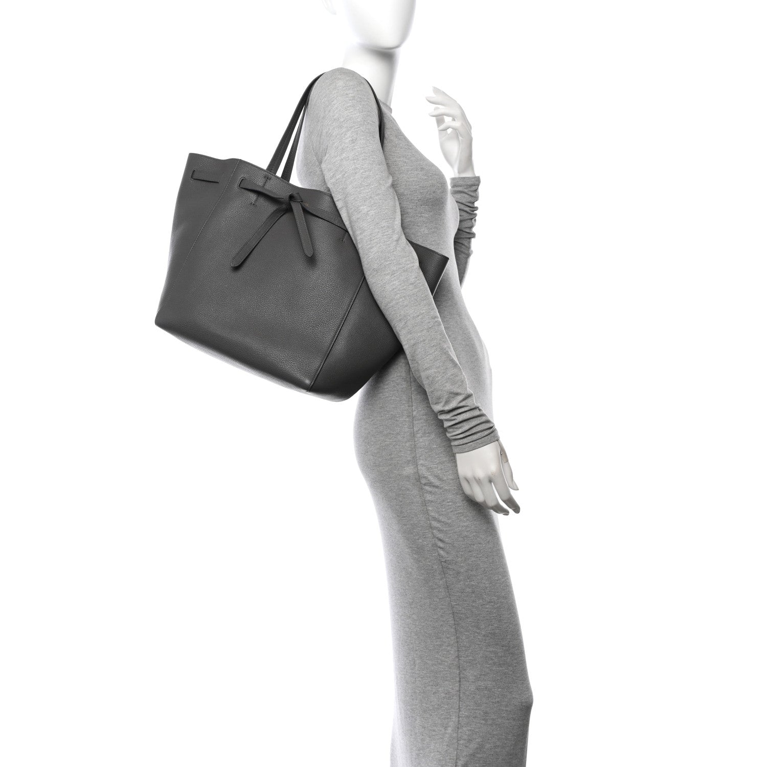 Celine Soft Grained Calfskin Small Belt Cabas Phantom Medium Grey 2 of 16