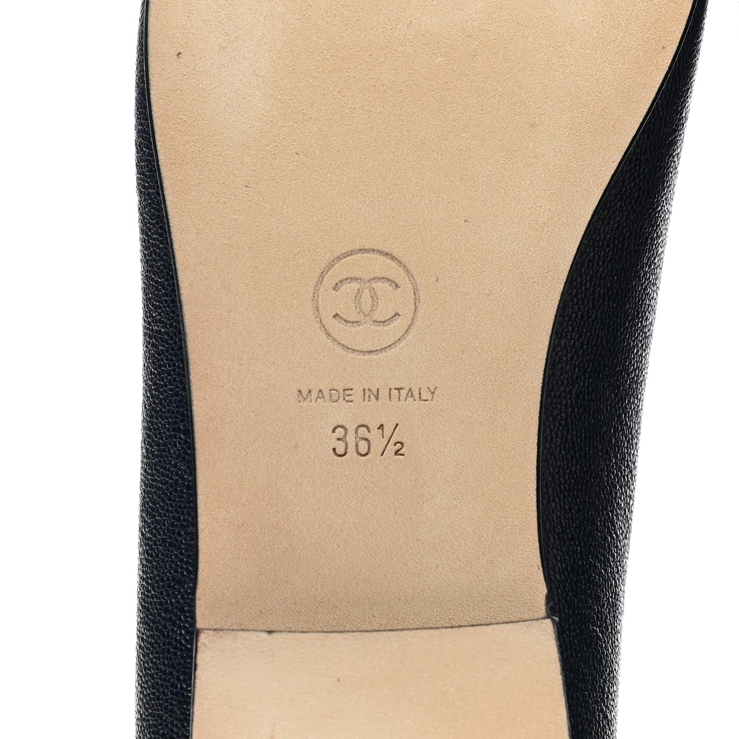 Chanel Caviar CC Cap Toe Ballerina Flats 36.5 Navy Blue 6 of 8