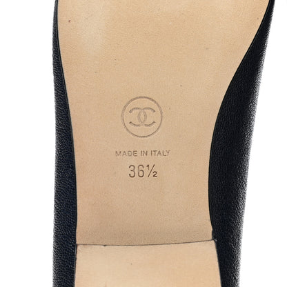 Chanel Caviar CC Cap Toe Ballerina Flats 36.5 Navy Blue 6 of 8