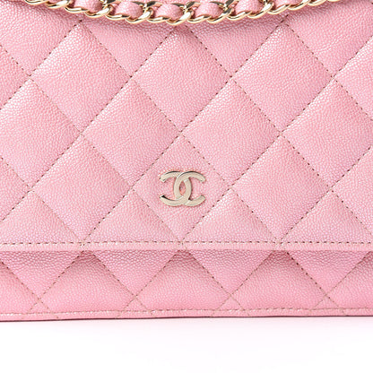 Chanel Iridescent Caviar Quilted Wallet on Chain WOC Rose Pink 11 of 12