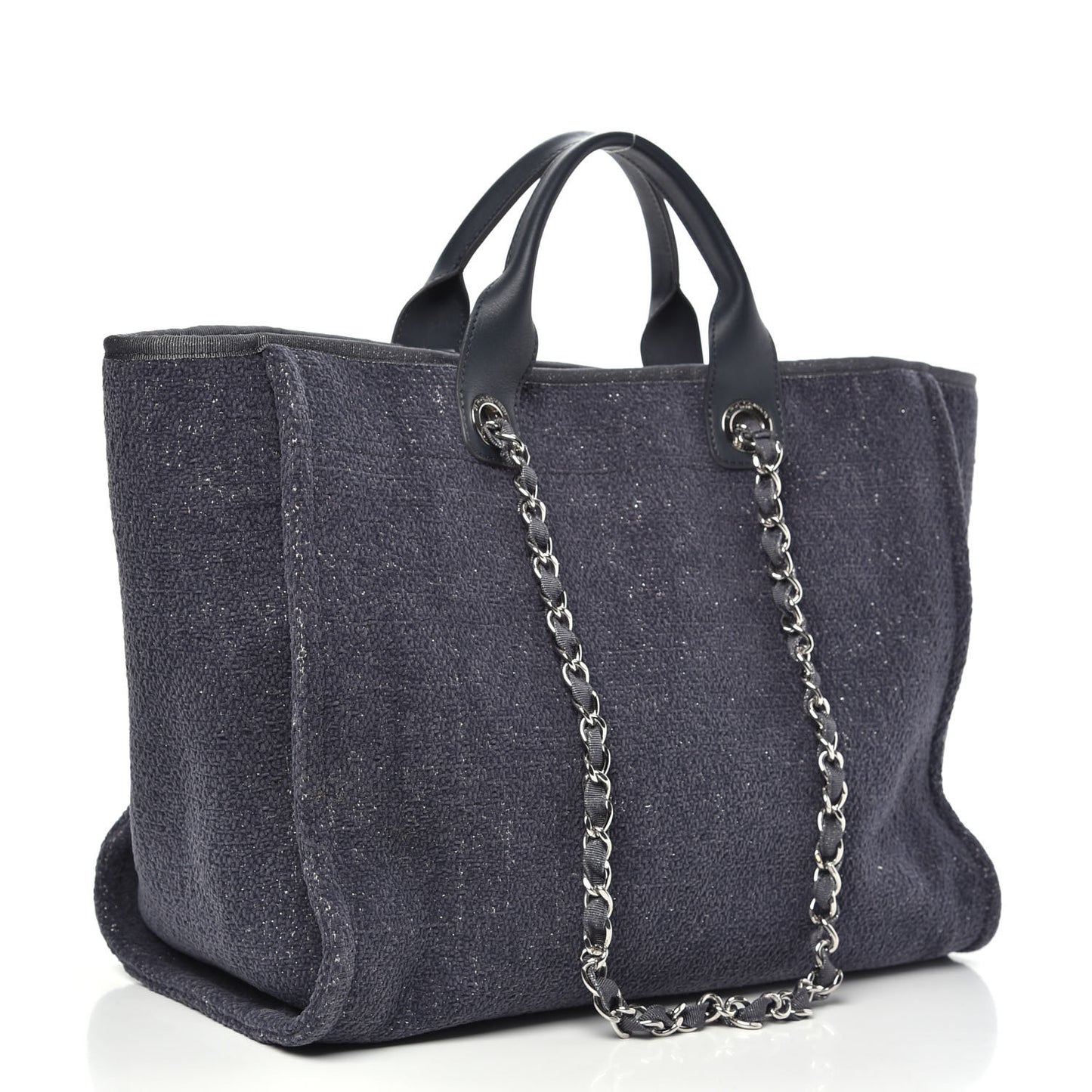 Lurex Boucle Medium Deauville Tote Grey