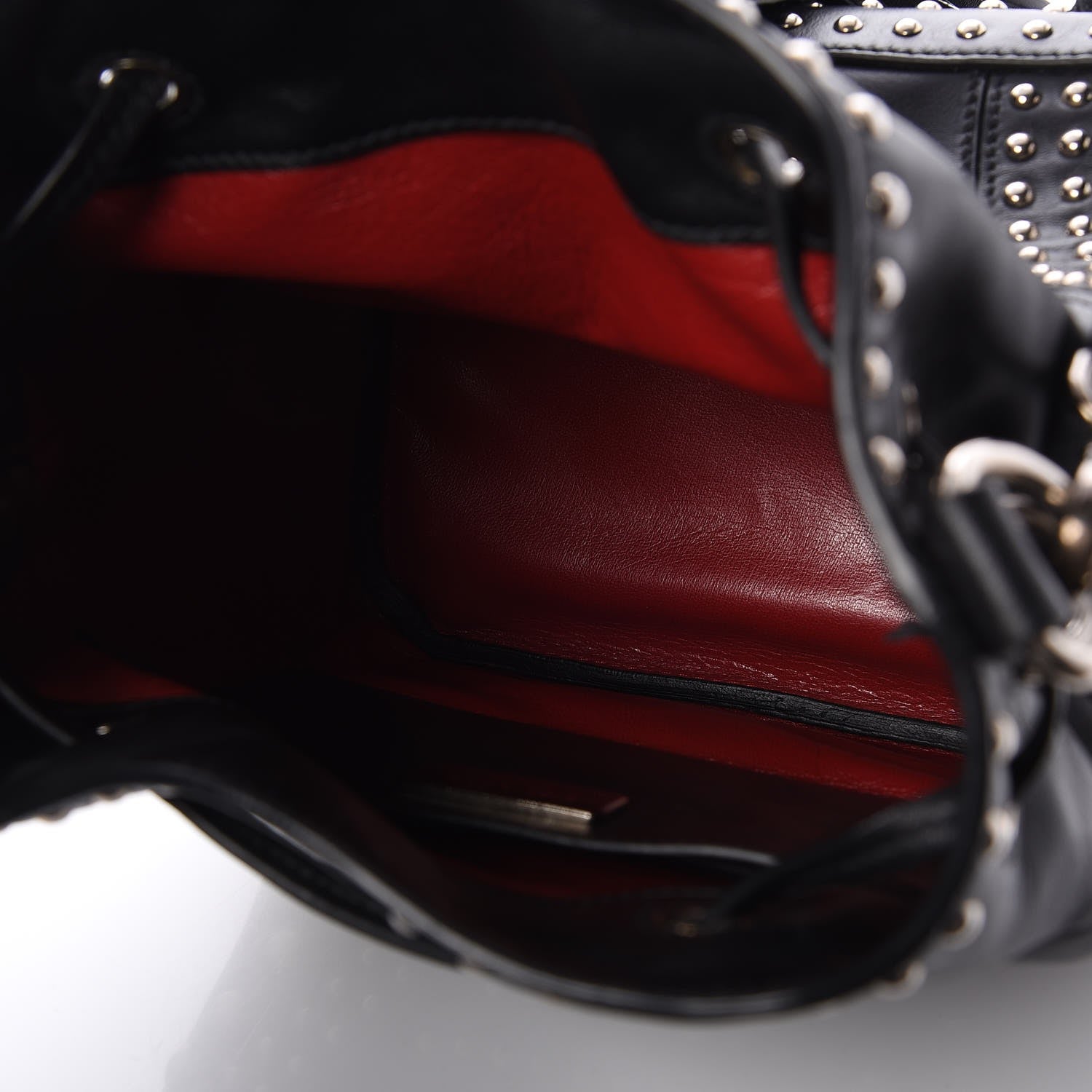 Prada Soft Calf Studded Drawstring Bag Nero Black 5 of 8
