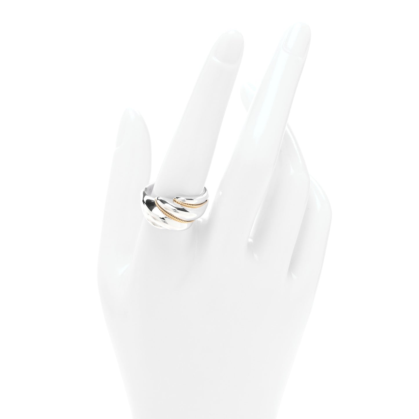 Sterling Silver 18K Yellow Gold Wave Ring 62 10