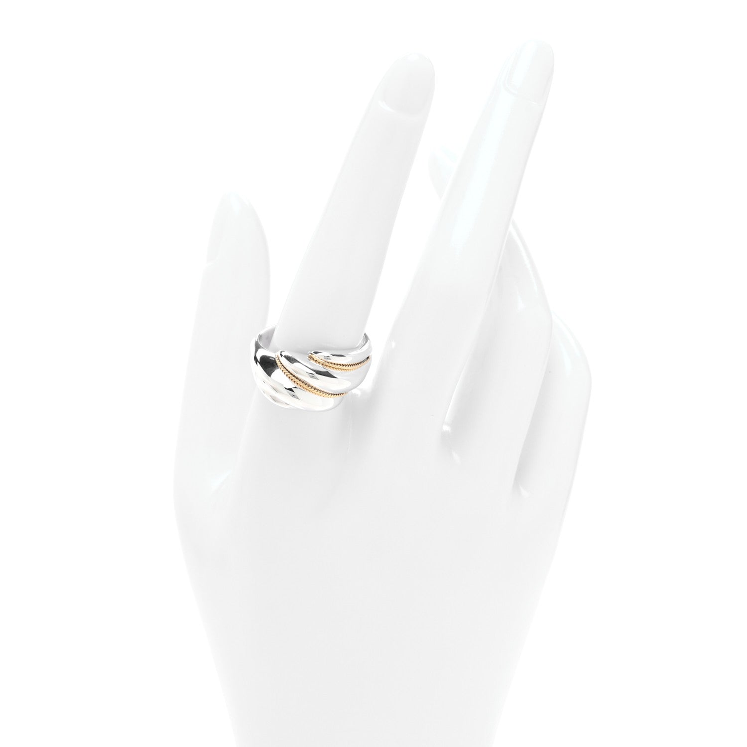 Tiffany Sterling Silver 18K Yellow Gold Wave Ring 62 10 2 of 4