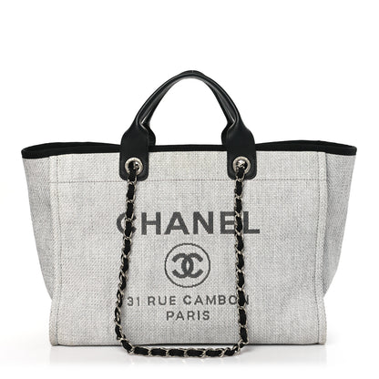 Chanel Woven Straw Raffia Medium Deauville Tote Grey 1 of 10