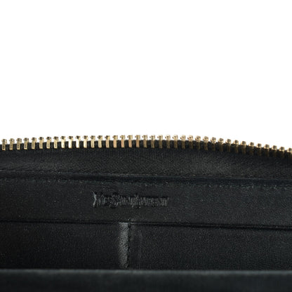 Saint Laurent Textured Patent Monogram Belle De Jour Zip Around Wallet Black 7 of 9