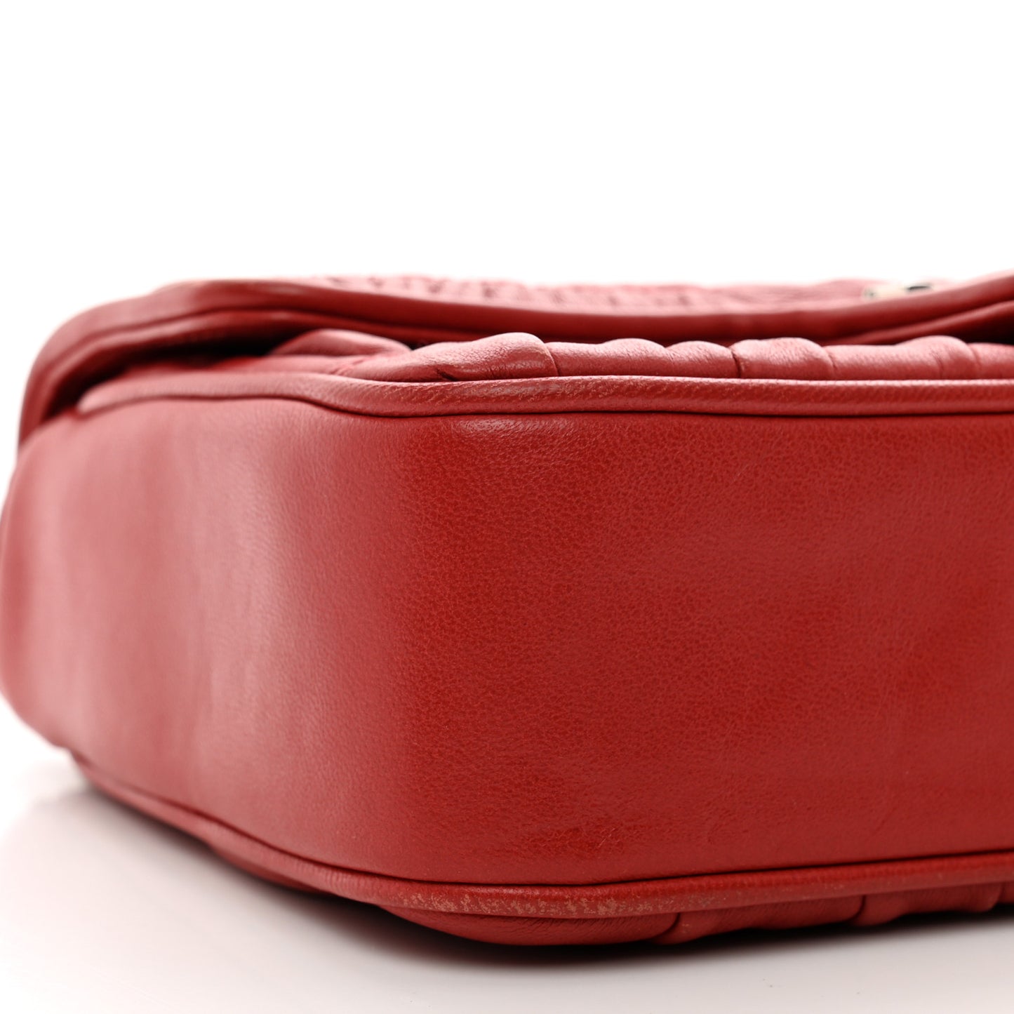 Nappa Gaufre Small Chain Flap Shoulder Bag Fuoco