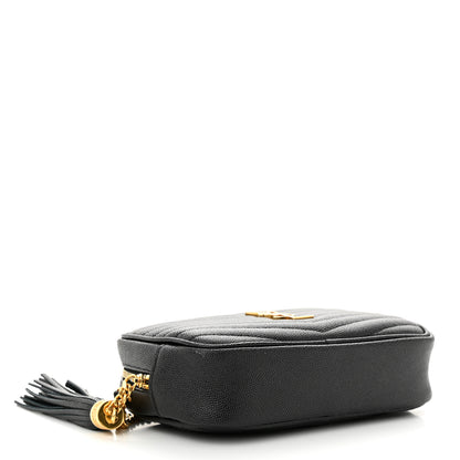 Saint Laurent Grain De Poudre Matelasse Monogram Mini Lou Camera Bag Black 4 of 12
