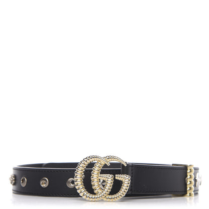 Gucci Calfskin Star Studded Torchon Double G Belt 80 32 Black 1 of 4