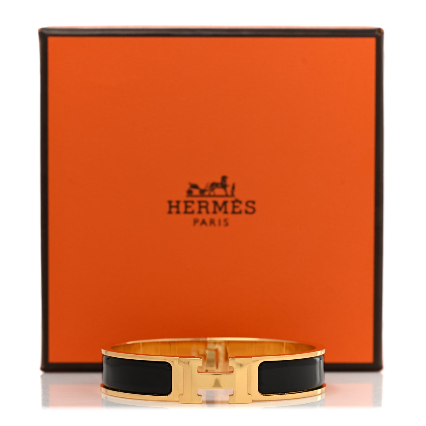 Enamel Narrow Clic Clac H Bracelet GM Black