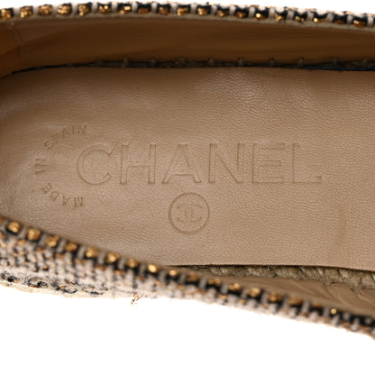 Chanel Metallic Tweed Grosgrain CC Espadrilles 35 Beige Black 6 of 9