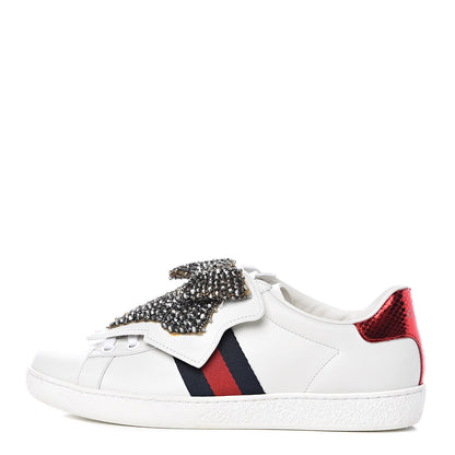 Gucci Calfskin Ayers Web Womens Ace Bow Lace Sneakers 36 White 1 of 13