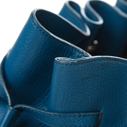 MCM Grained Calfskin Drawstring Bucket Bag Blue 13 of 16
