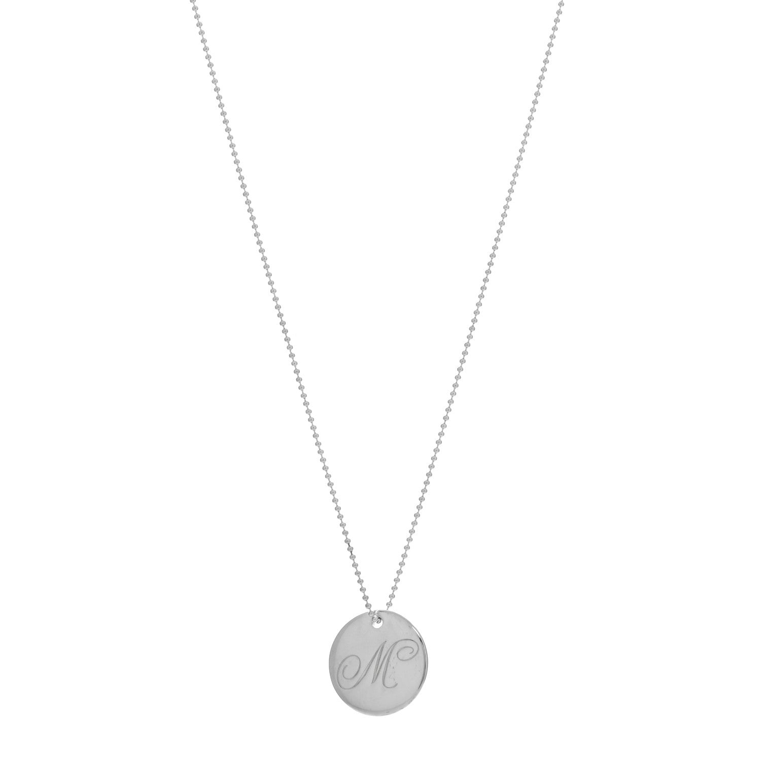 Tiffany Sterling Silver Letter M Disc Pendant Necklace 1 of 5