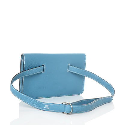 Hermes Togo Dogon Wallet Waist Pouch Blue Jean 3 of 9