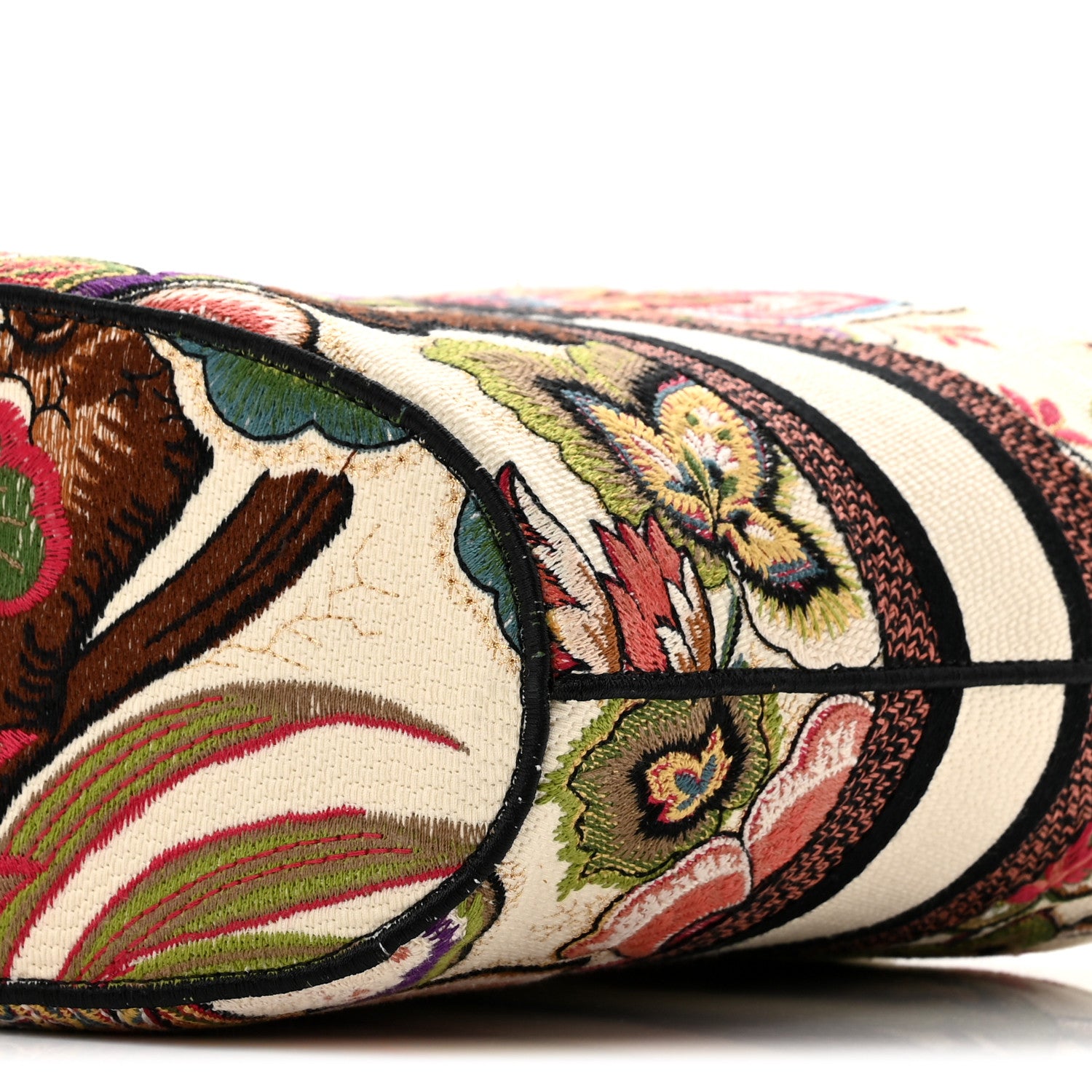 Christian Dior Canvas Embroidered Floral Panier Chapeau Tote White Multicolor 11 of 12