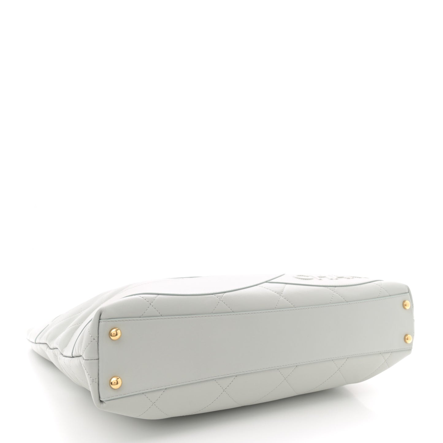 Calfskin Stitched CC Shopper Tote Light Grey
