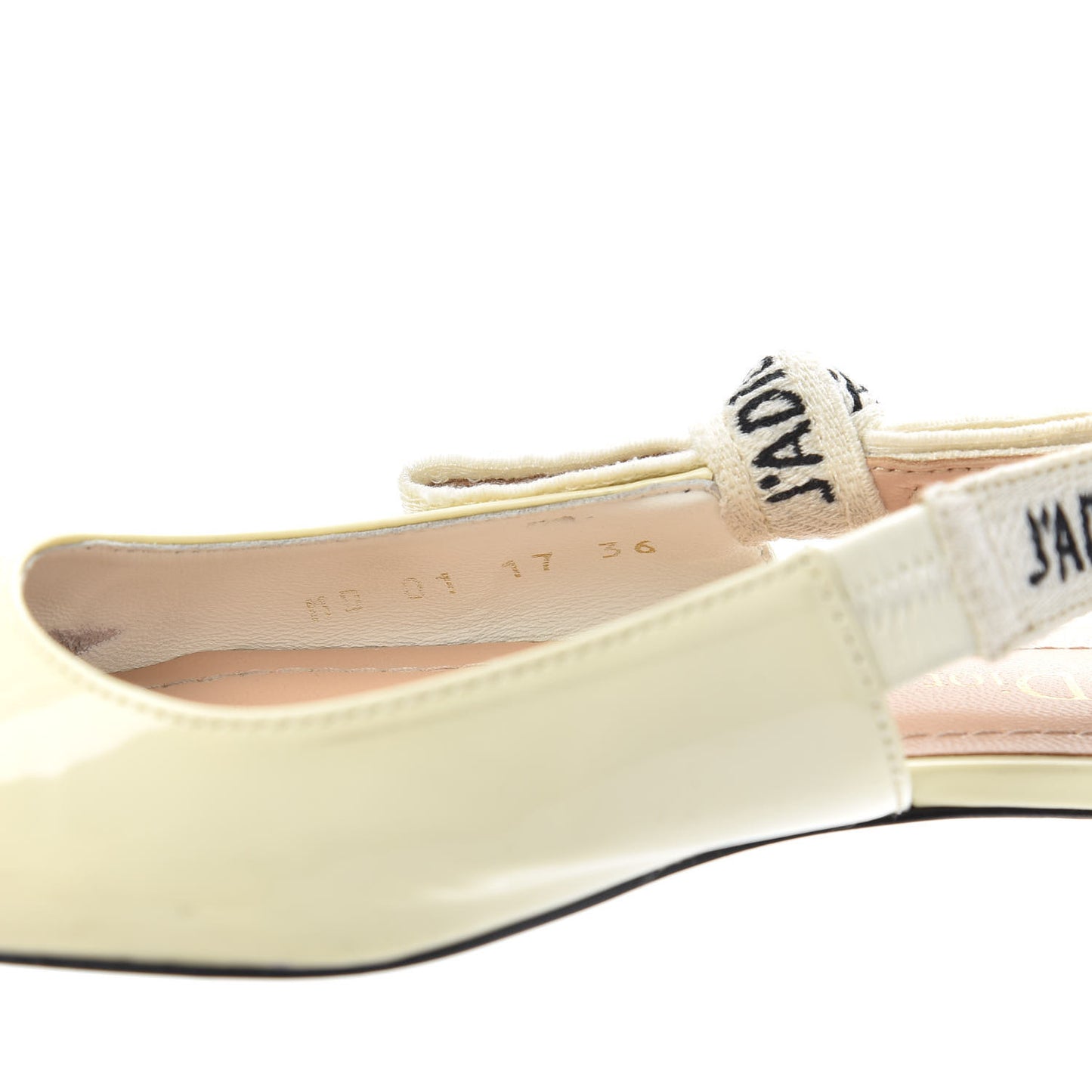 Patent Ribbon J'Adior Slingback Ballet Flats 36 Off White