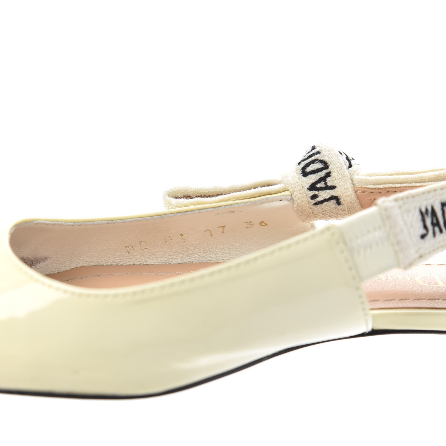 Christian Dior Patent Ribbon J'Adior Slingback Ballet Flats 36 Off White 6 of 12