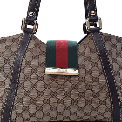 Gucci Monogram Medium New Ladies Web Tote Dark Brown 8 of 13