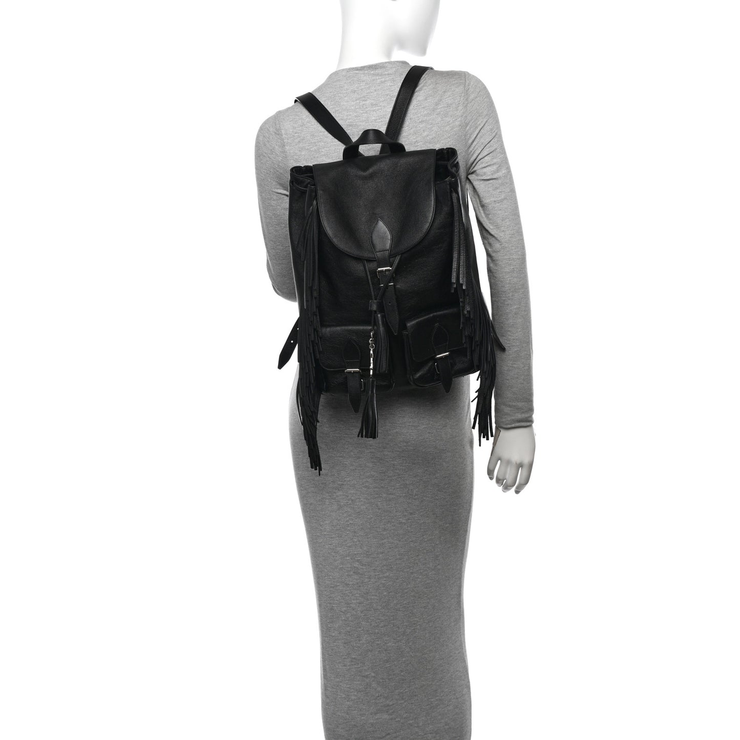 Calfskin Fringe Festival Backpack Black