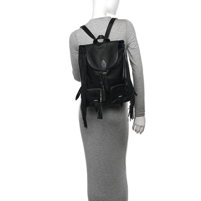 Saint Laurent Calfskin Fringe Festival Backpack Black 2 of 12