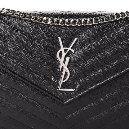 Saint Laurent Grain De Poudre Matelasse Chevron Monogram Chain Wallet Black 7 of 10