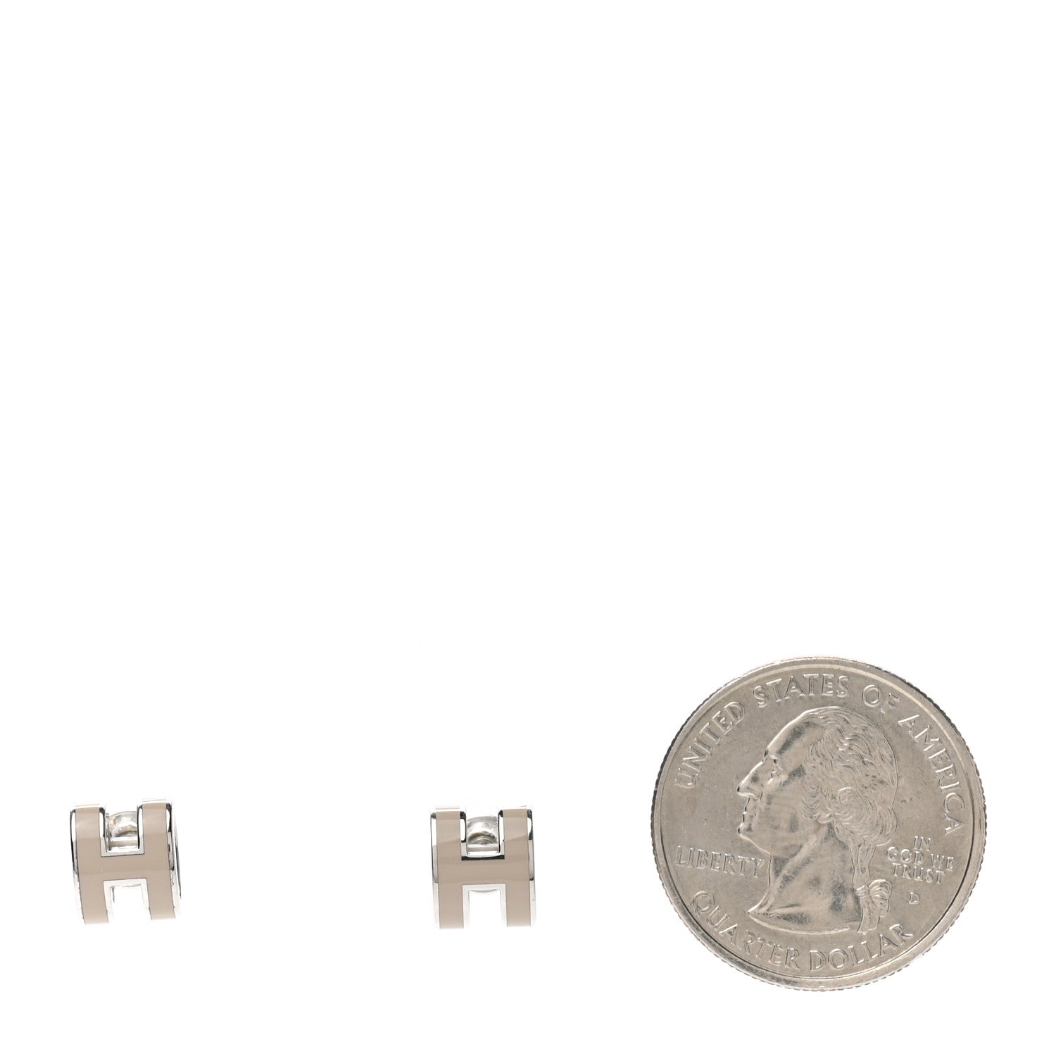 Hermes Palladium Lacquered Mini Pop H Earrings Marron Glace 2 of 5