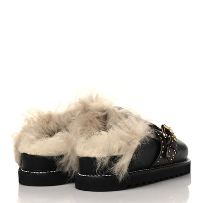 Louis Vuitton Calfskin Monogram Lambswool Winterbreak Comfort Clogs 38 Black 4 of 8