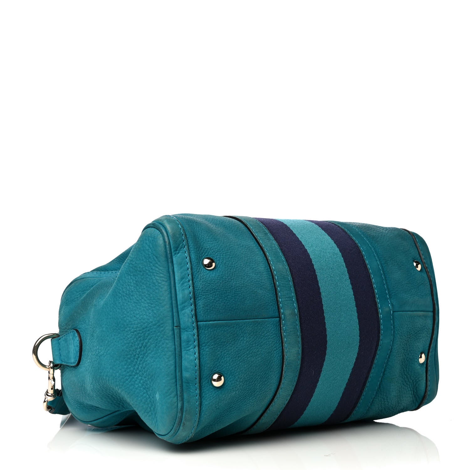 Gucci Calfskin Vintage Web Medium Boston Teal 4 of 13