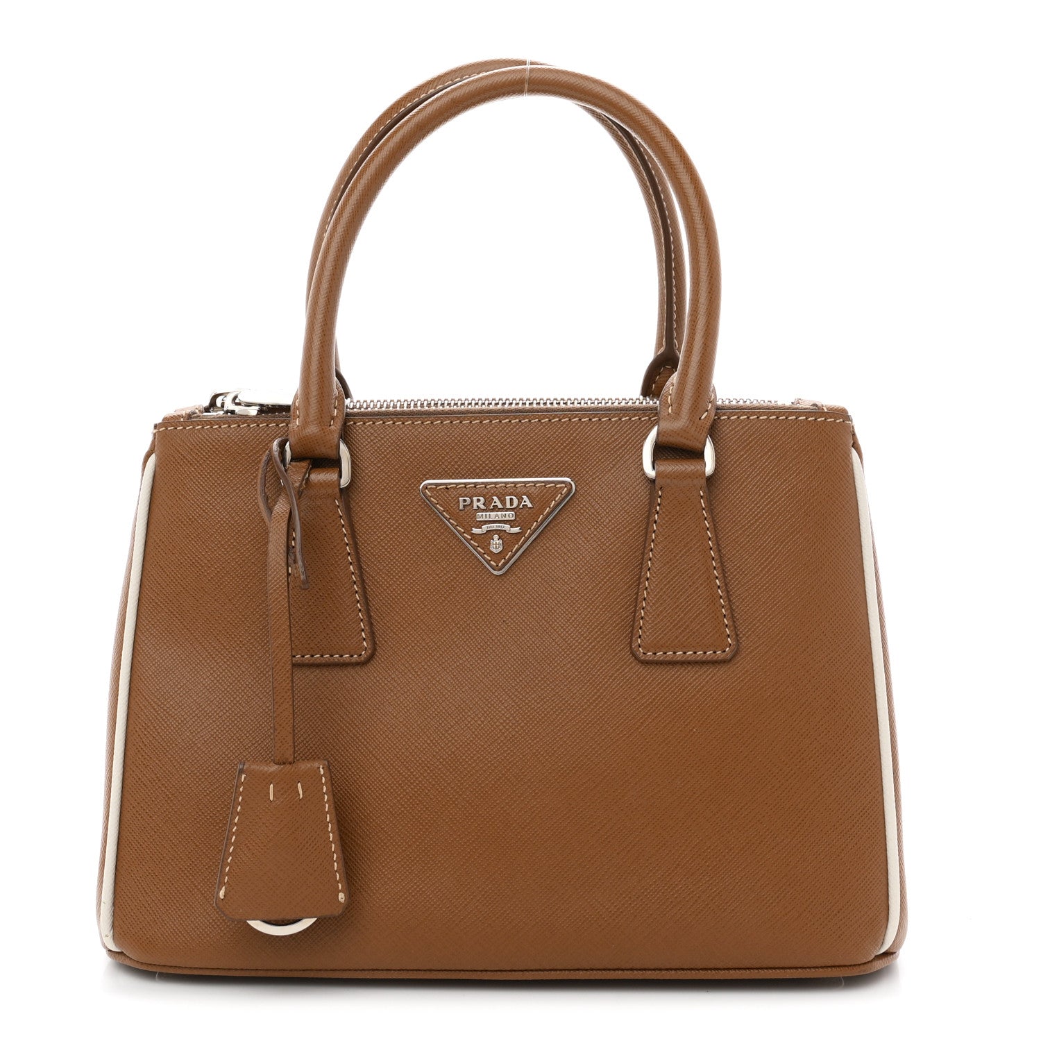 Prada Saffiano Lux Small Galleria Double Zip Tote Cannella Talco 1 of 10