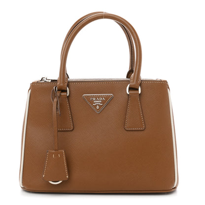 Prada Saffiano Lux Small Galleria Double Zip Tote Cannella Talco 1 of 10