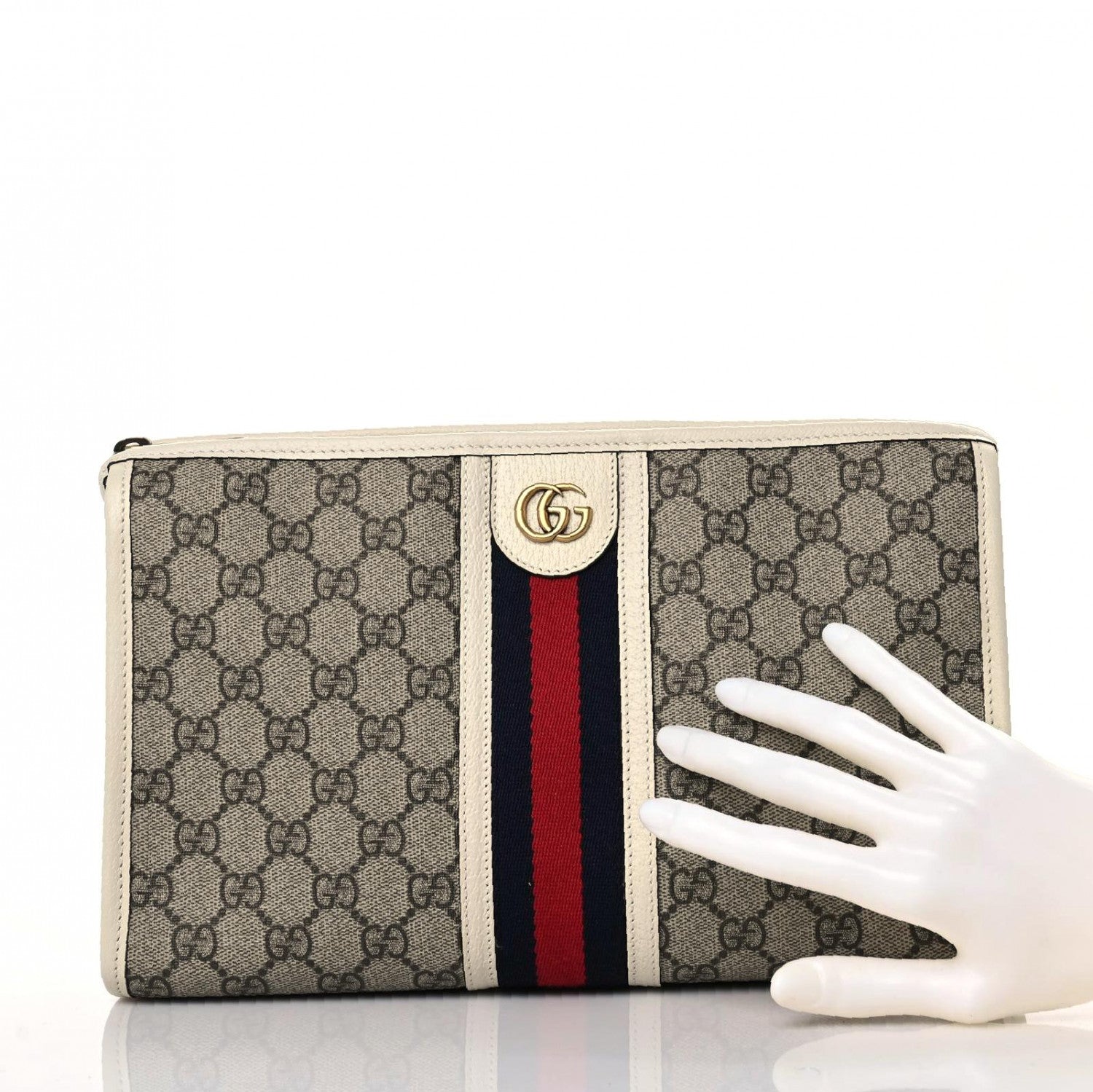 Gucci GG Supreme Monogram Web Toiletry Case White 2 of 9