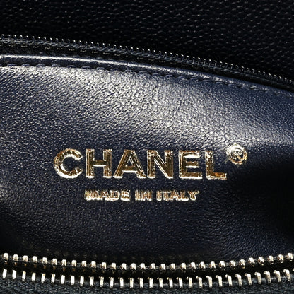 Chanel Caviar Chevron Quilted Medium Coco Handle Flap Navy Blue 6 of 9