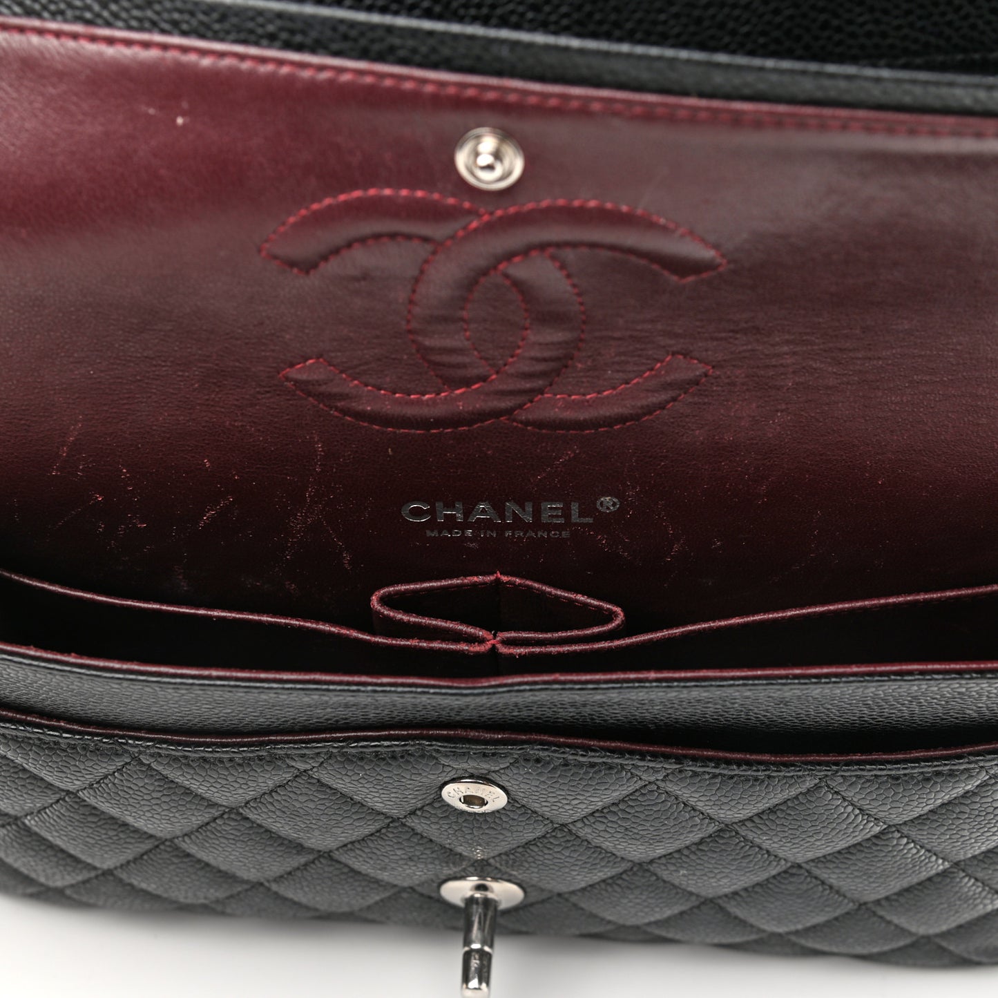 Caviar Quilted Medium Double Flap Black