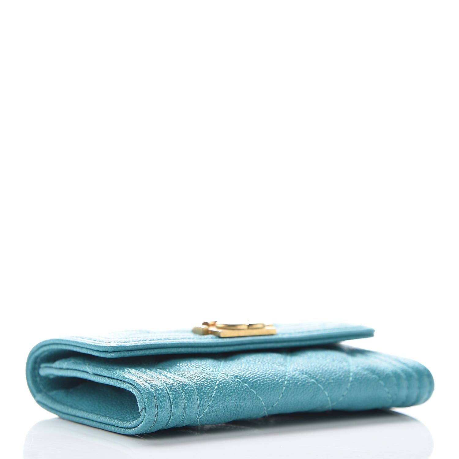 Chanel Caviar Quilted Boy Card Holder Wallet Turquoise 4 of 9