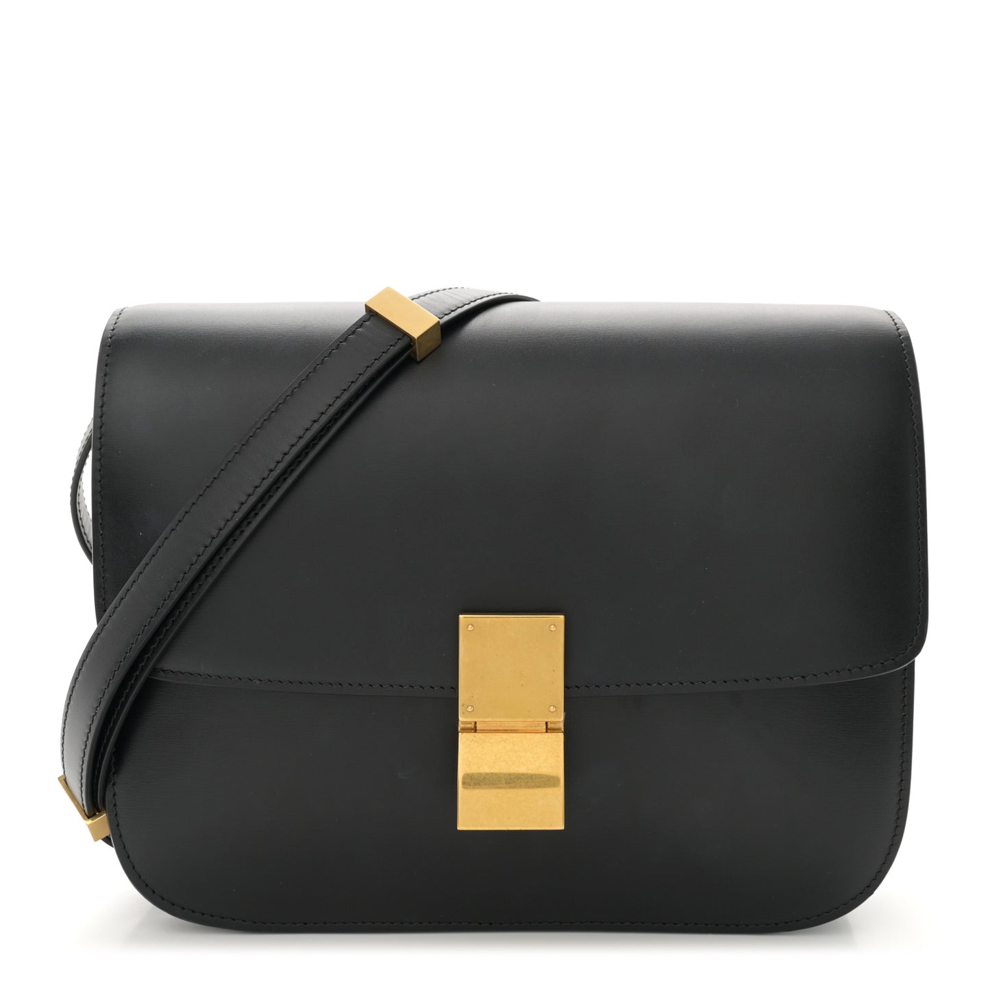 Box Calfskin Medium Classic Box Flap Bag Black