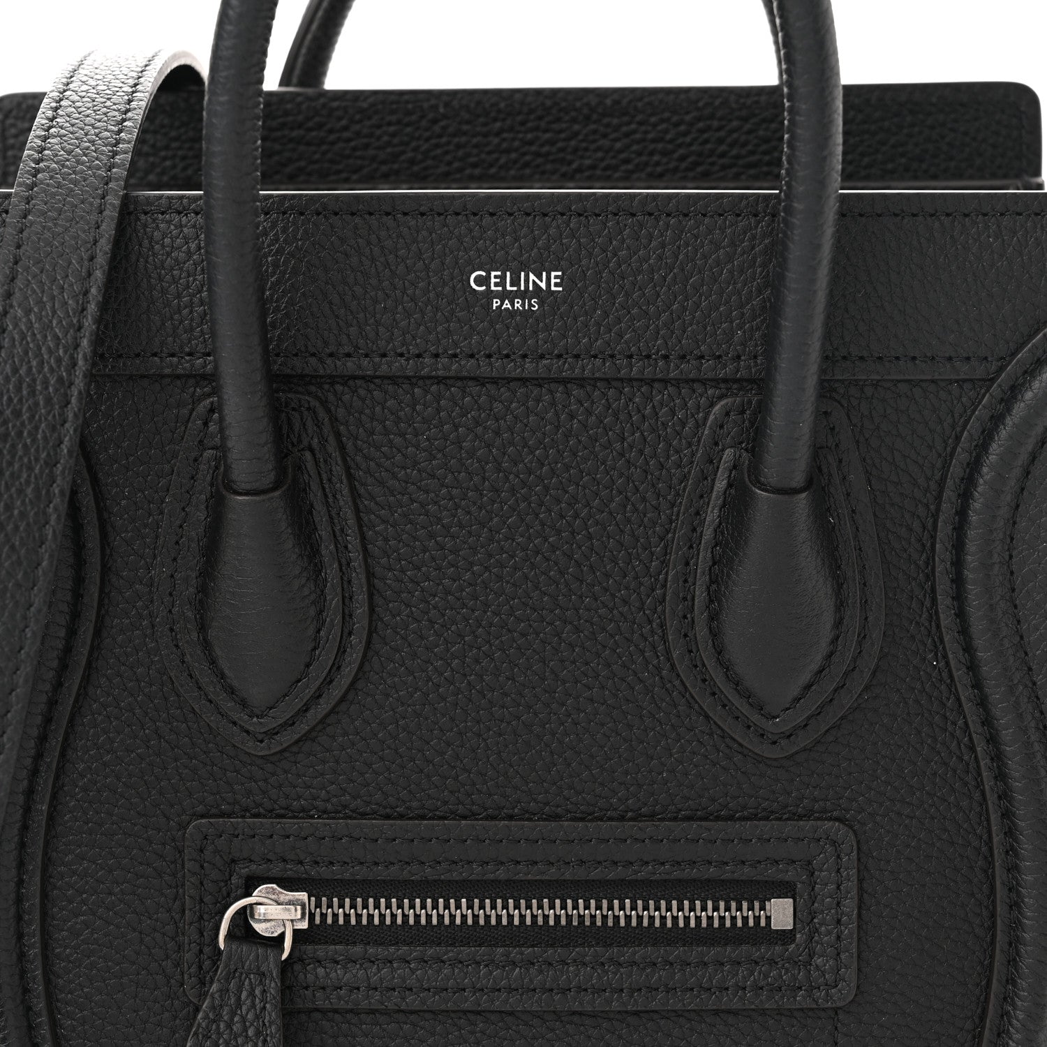 Celine Drummed Calfskin Nano Luggage Black 9 of 11