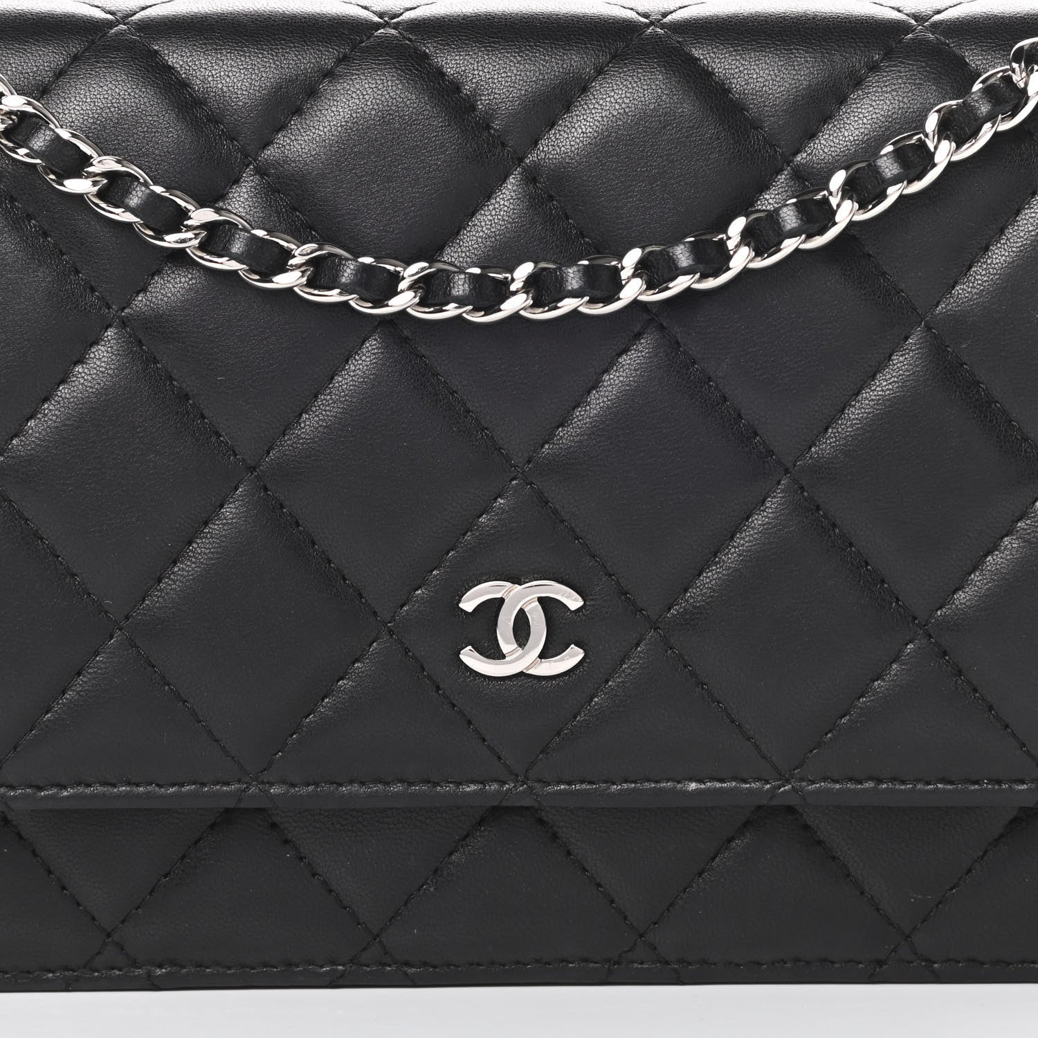 Chanel Lambskin Quilted Wallet On Chain WOC Black 9 of 17