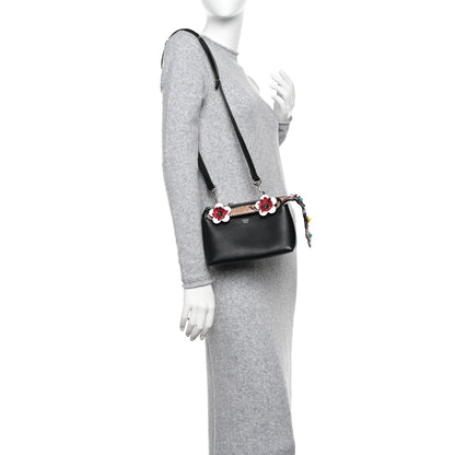 Fendi Vitello Dolce Snakeskin Nappa Croc Tail Flowerland Studded Mini By The Way Boston Bag Black Natural Multicolor 2 of 10