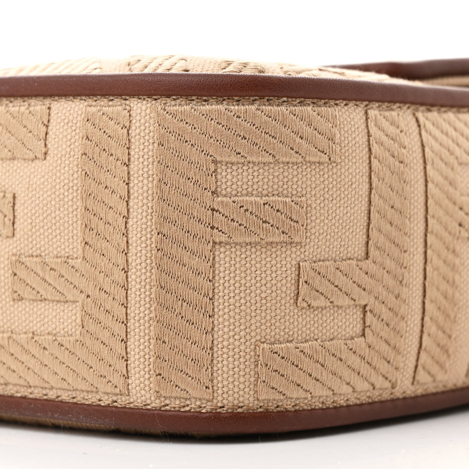 Fendi Canvas Vitello King FF Embroidered Baguette Sand Ghianda 10 of 10
