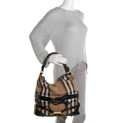Burberry House Check Bridle Calfskin Medium Gosford Hobo Black 2 of 12