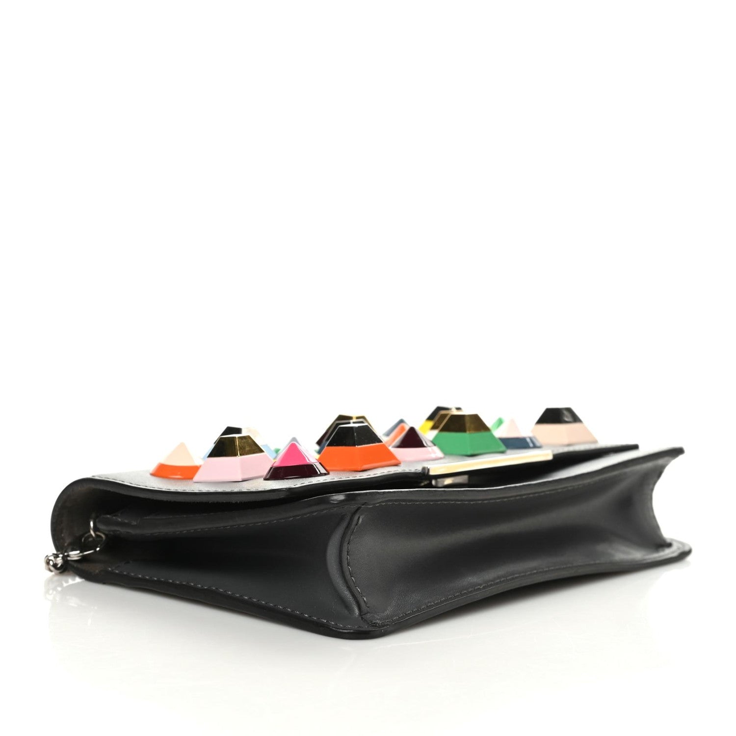 Fendi Vitello Liberty Studded Tube Wallet On Chain Asfalto Multicolor 4 of 9