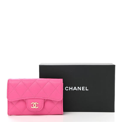 Chanel Caviar Quilted Flap Card Holder Wallet Dark Pink 10 of 10