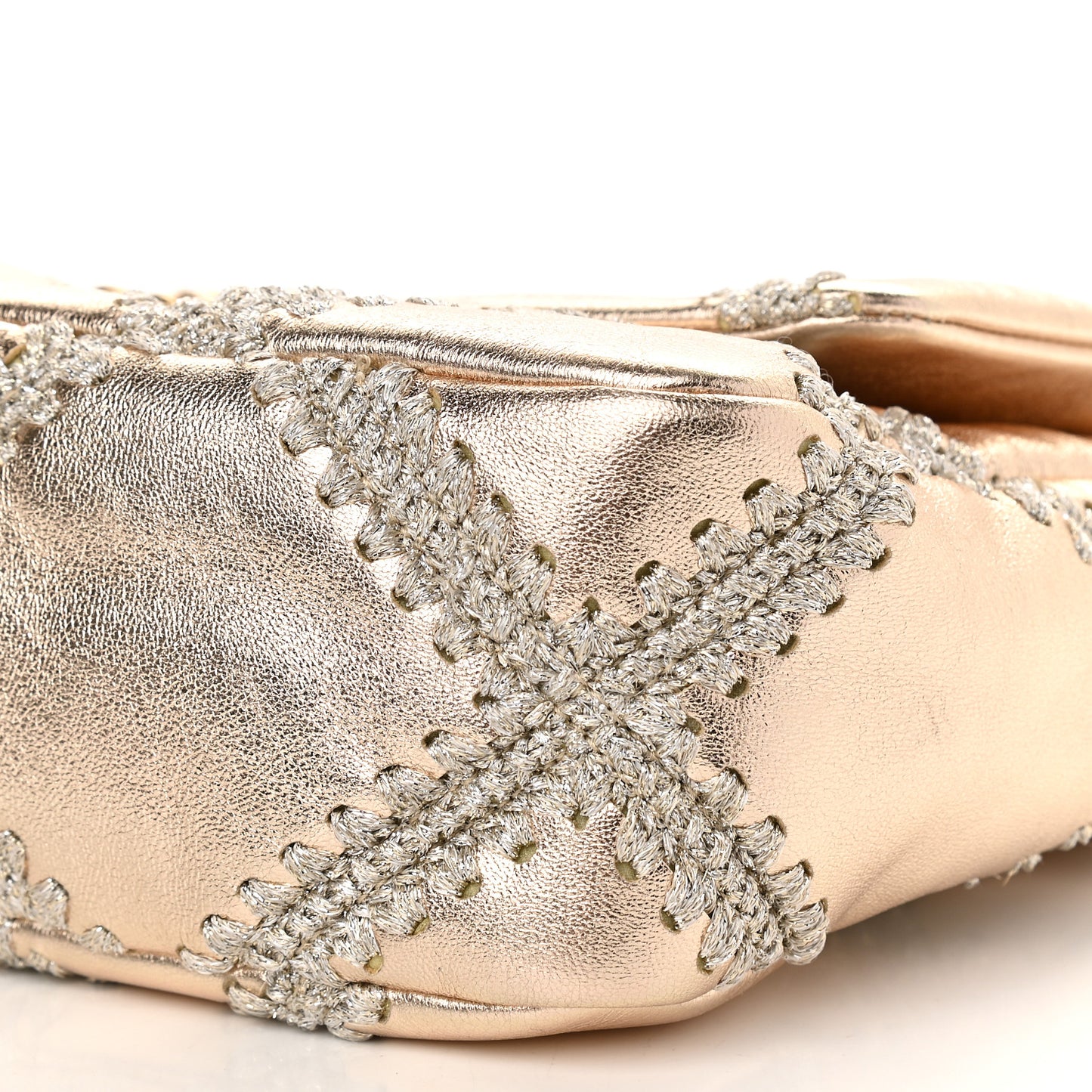 Metallic Calfskin Crochet Medium Chanel 19 Flap Gold