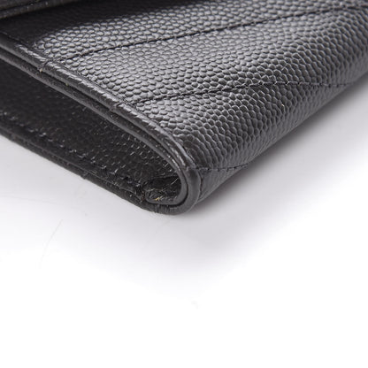 Saint Laurent Grain De Poudre Matelasse Chevron Small Monogram Envelope Wallet Earth 8 of 9